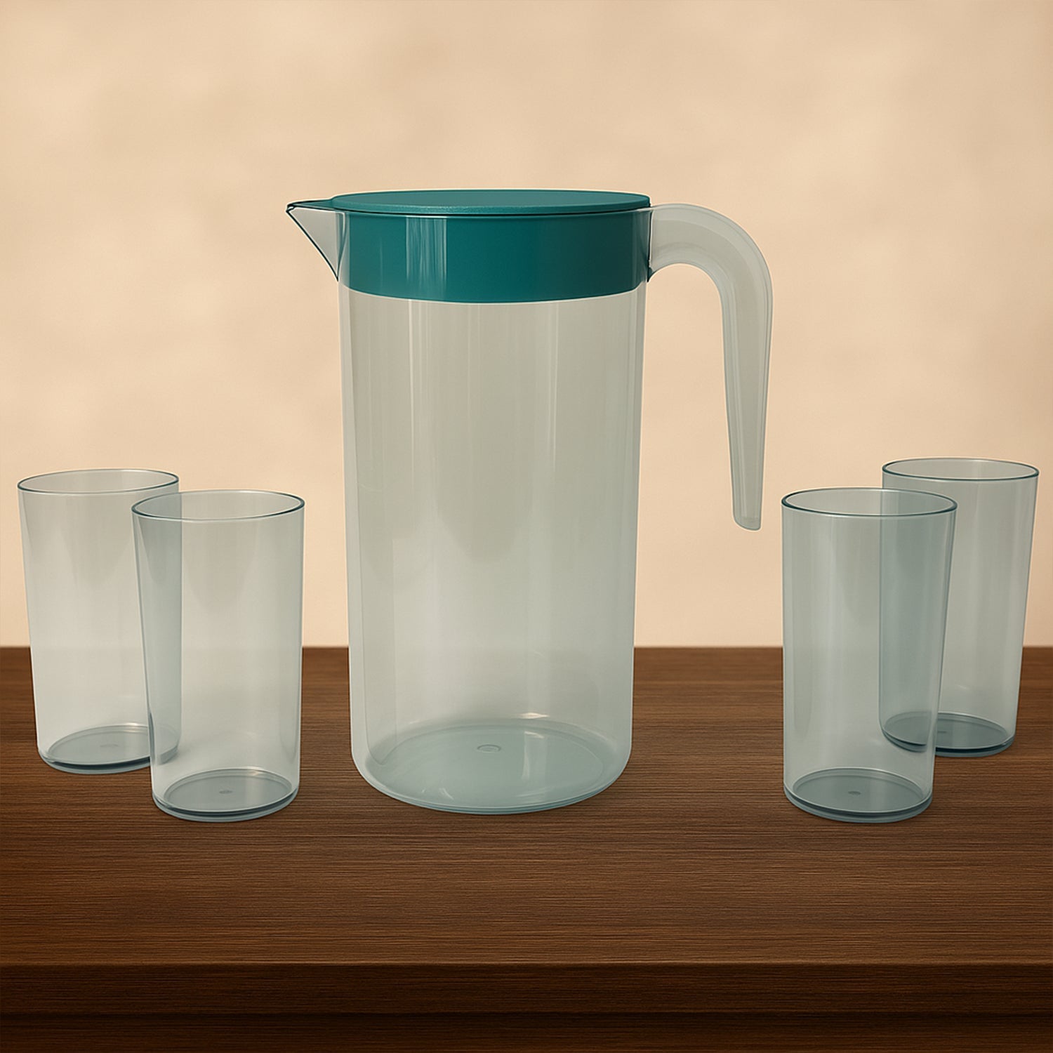 Apex Crystal Premium Jug with Lid & 4 Pcs Glass (1500 ML / 300 ML Approx / 5 Pcs Set) Apex Crystal Premium Jug with Lid & 4 Pcs Glass (1500 ML / 300 ML Approx / 5 Pcs Set)